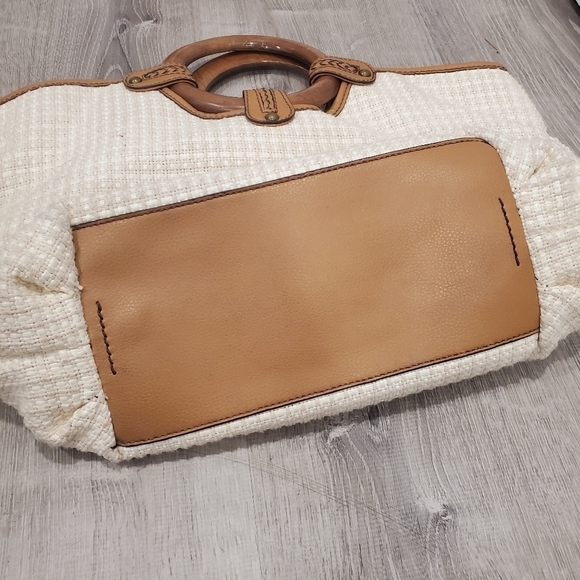 FOSSIL Ivory Woven Tweed Wood Handle Bag - Picture 6 of 6